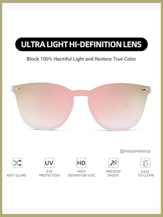 Rimless Mirrored Sunglasses with UV400 Protection, Fashion Wrap Around main image 6